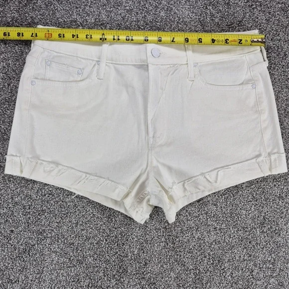 NWOT Mother Shorts The Rascal Slit Flip Denim Womens 32 White - Picture 5 of 9